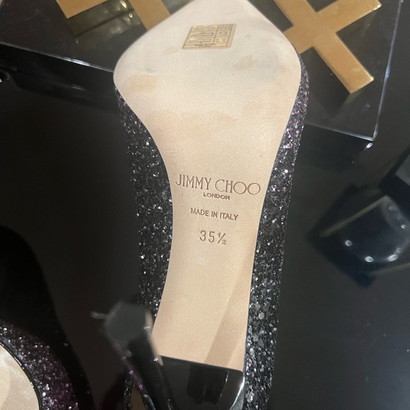 Jimmy Choo Romy 100 Black/Pink Glitter Ombre Heel - Picture 2 of 2